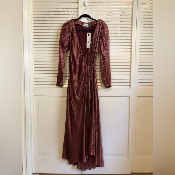 NWT Tanya Taylor Laureen Pink Velvet Maxi Dress - Picture 5 of 8